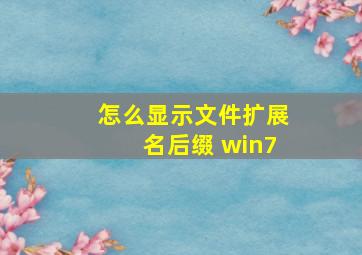 怎么显示文件扩展名后缀 win7